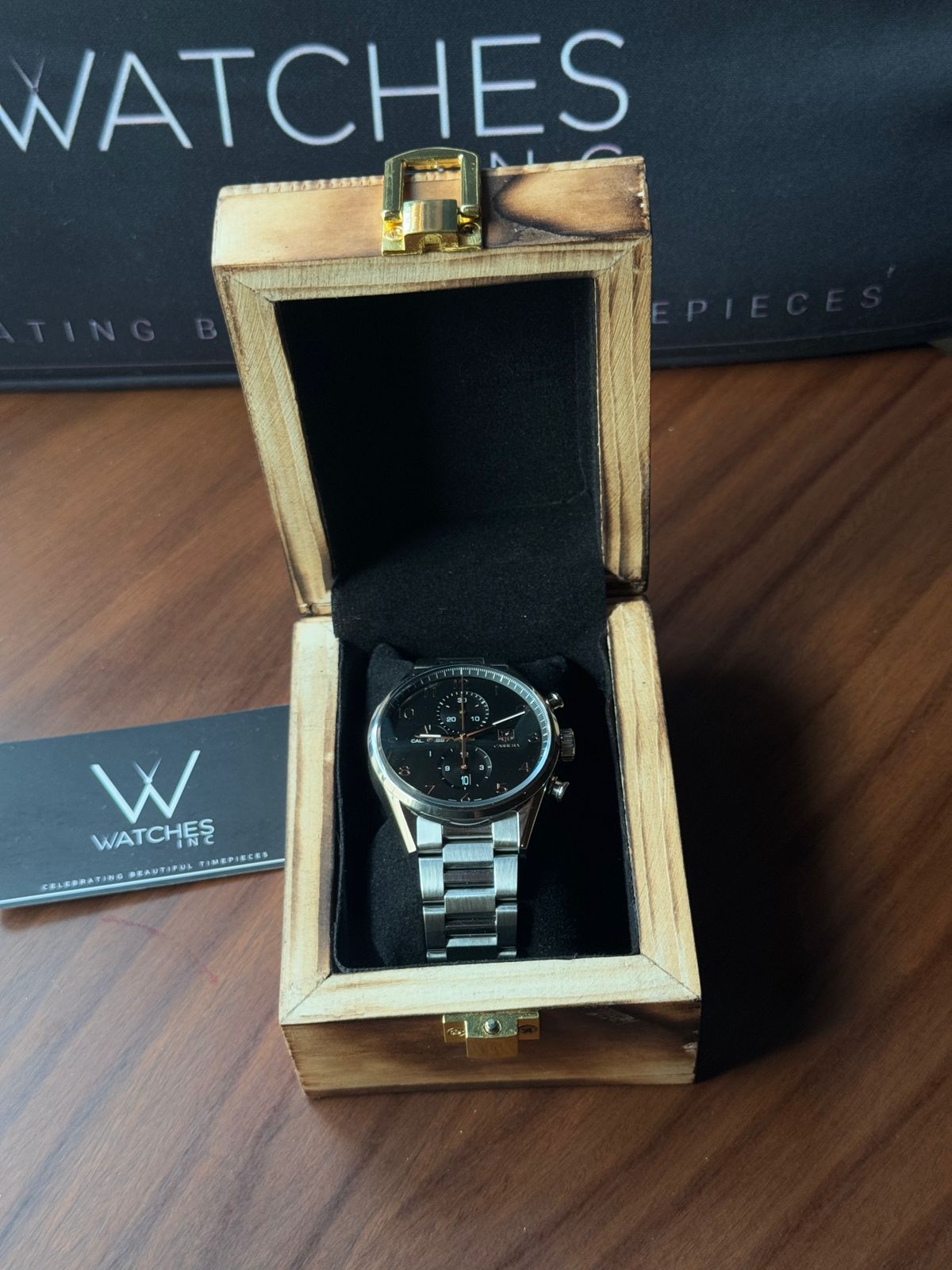 Watches Inc Premium Burnished Pine Watch Box - Single Slot