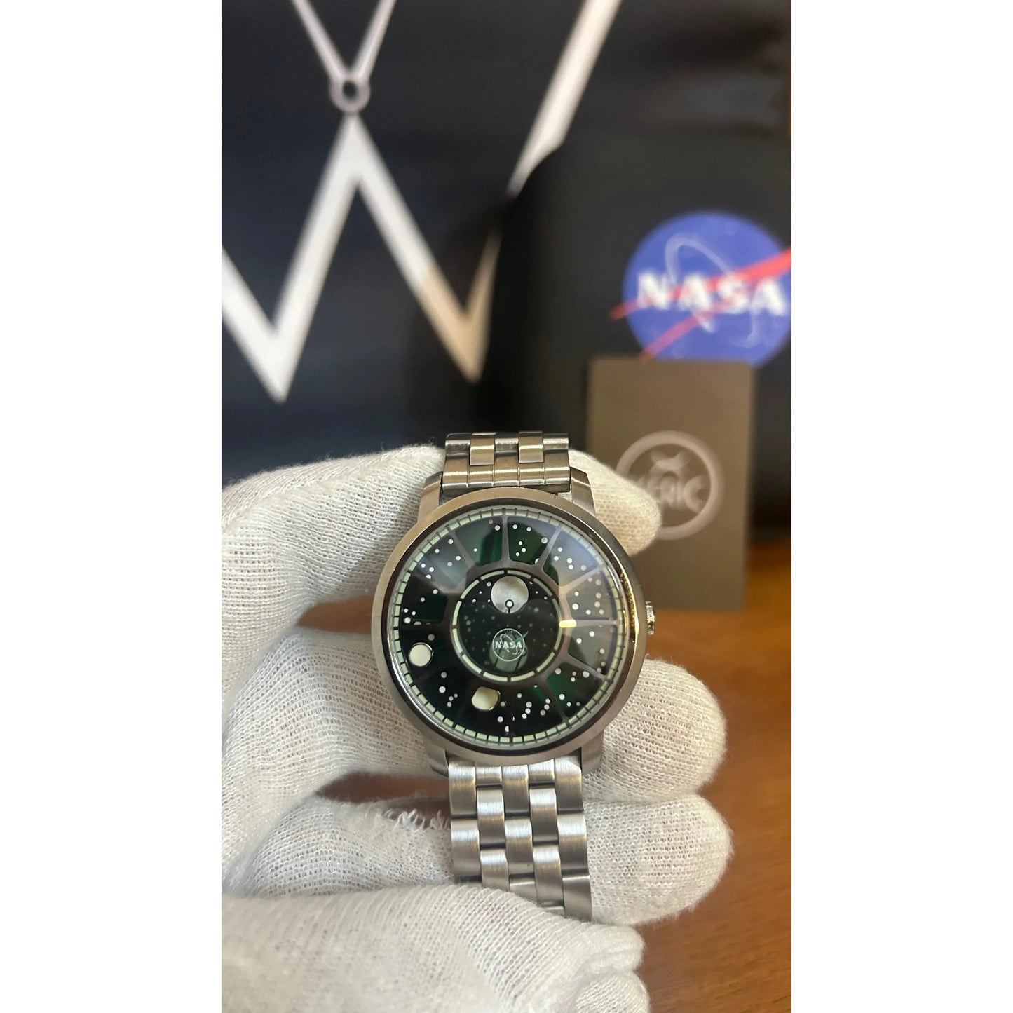 NASA Apollo 15 American Moonphase Cosmic Nebula