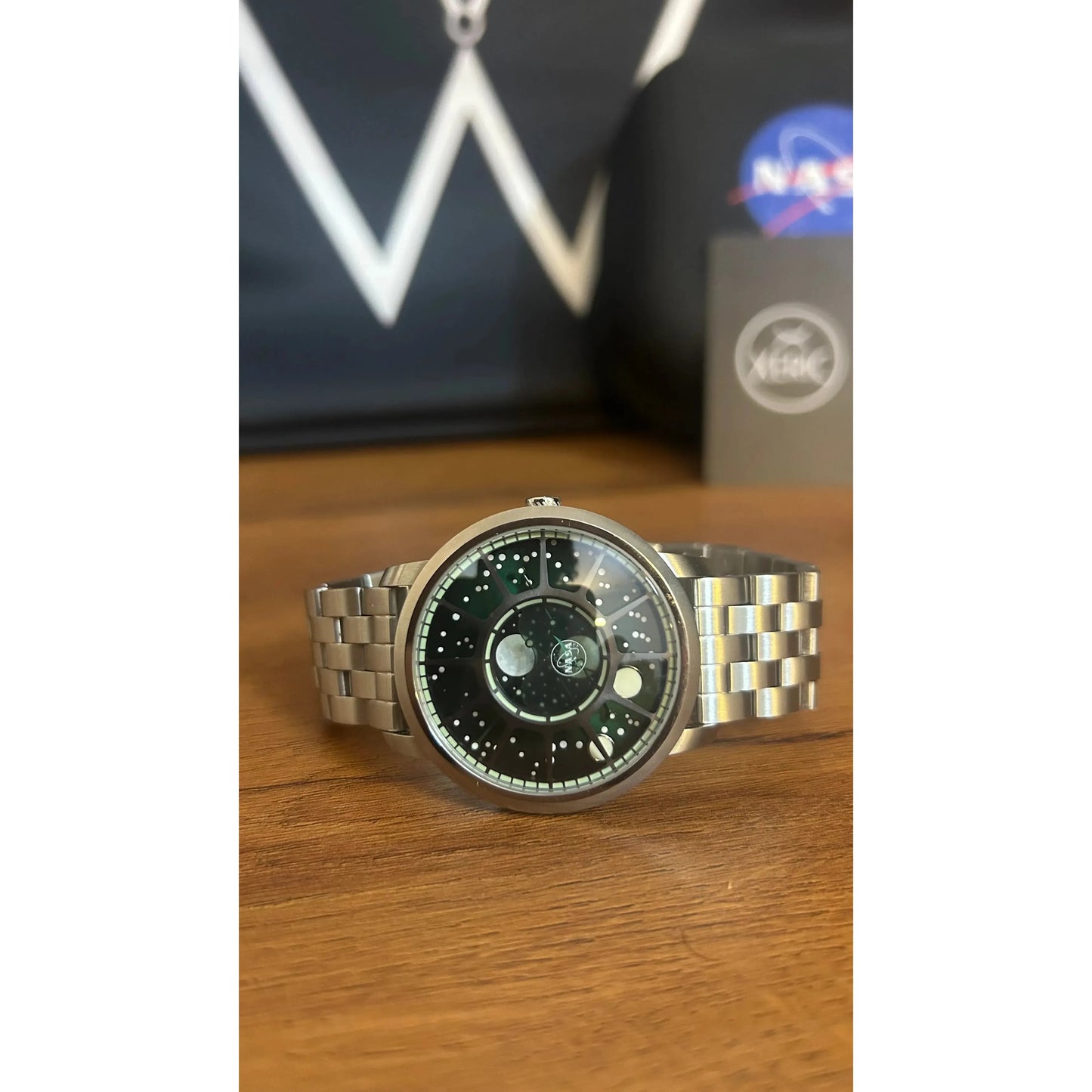 NASA Apollo 15 American Moonphase Cosmic Nebula